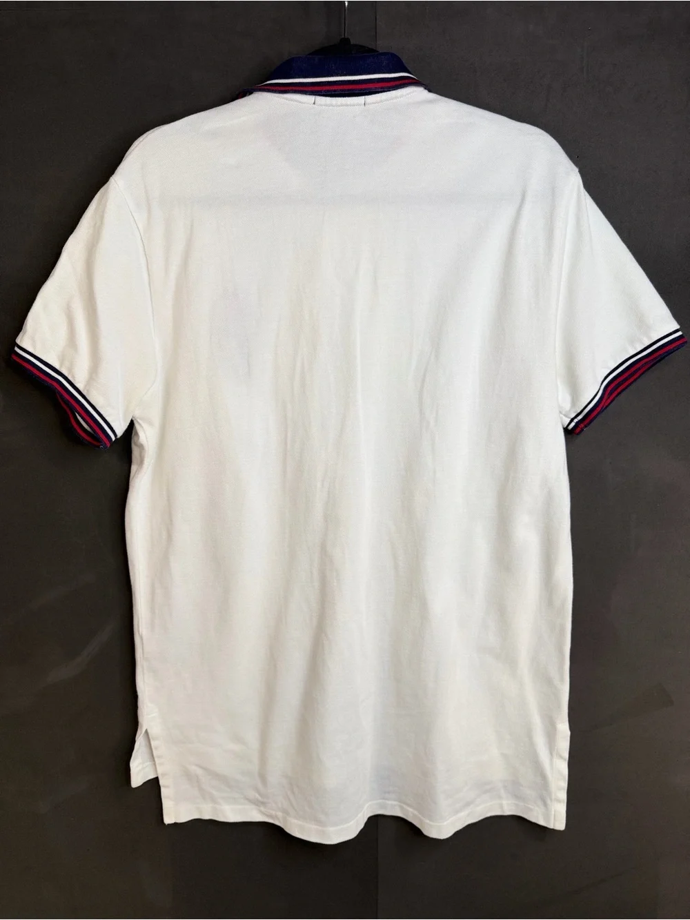 Polo Ralph Lauren Custom Fit Big Pony Polo Shirt Mens L White Navy Red Striped